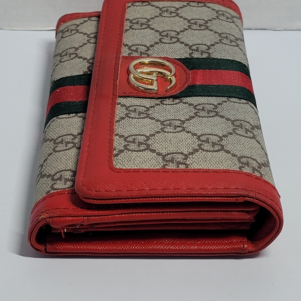 Gucci Ophidia GG Continental Wallet Supreme Canvas Brown/Red Trim W/Blemishes Se - Picture 14 of 16